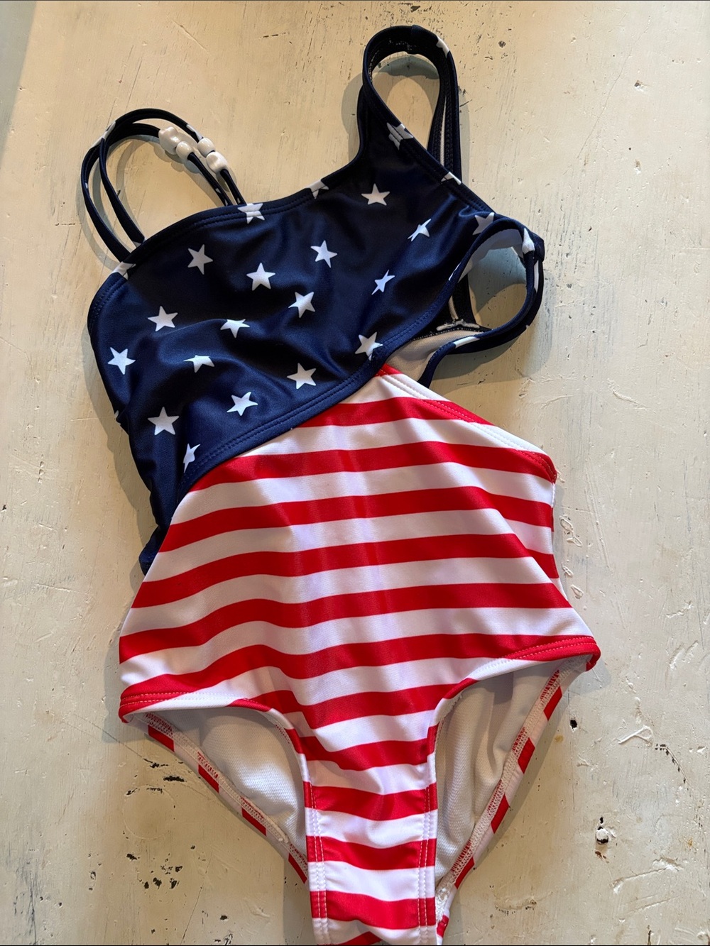 Cat & Jack Girls' Star & Stripe One-Piece Swimsuit - Red & Navy